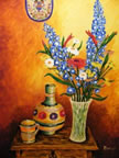 Blue Delphiniums in Amber